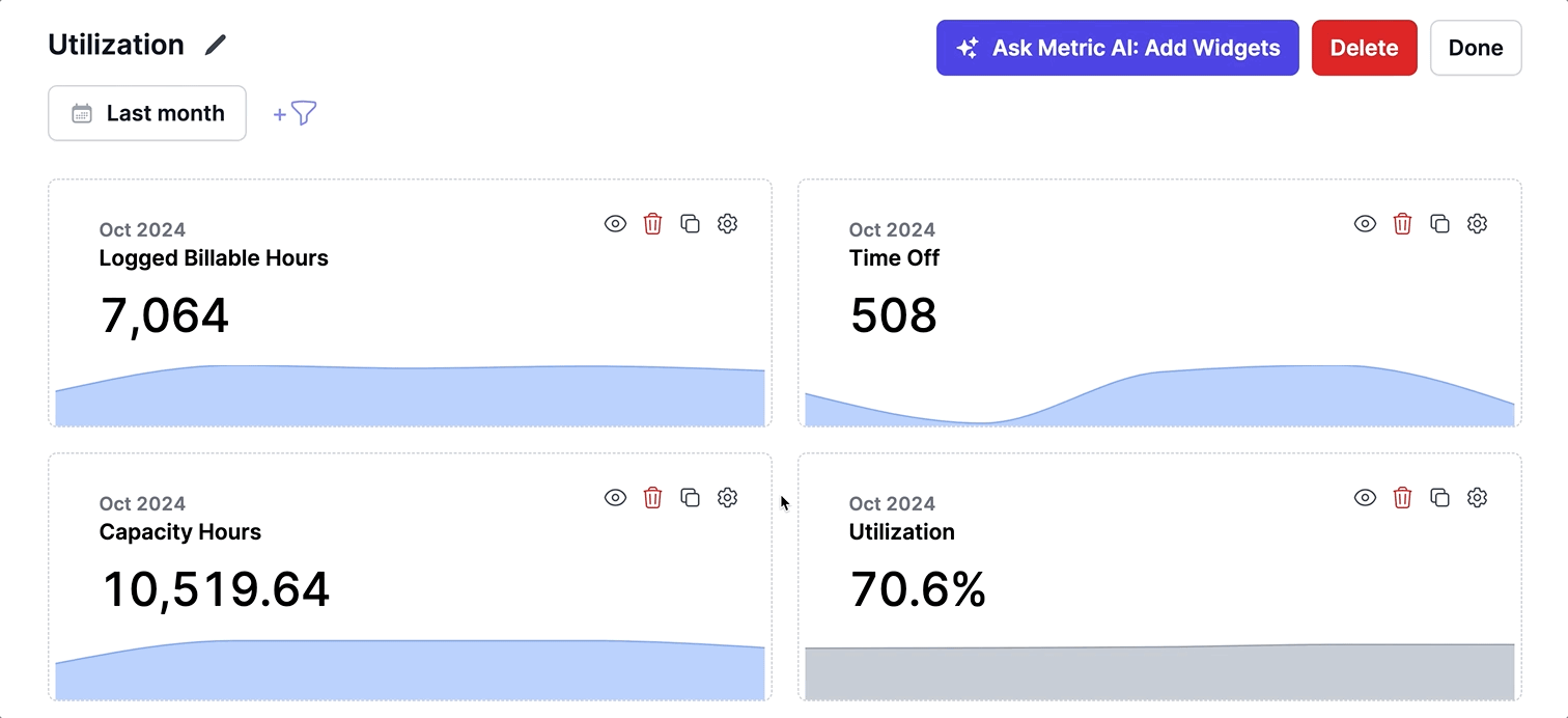 Hide metrics feature demonstration on dashboard in Metric AI